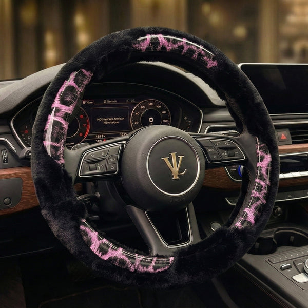 Valente Lusso The Notte Rosa Siyah ve Pembe Desenli Peluş Direksiyon Kılıfı