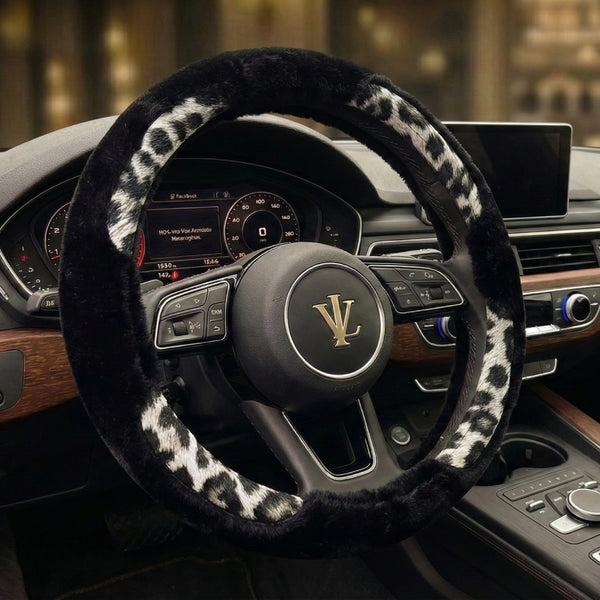 Valente Lusso The Wild Marble Siyah Beyaz Mermer Desenli Peluş Direksiyon Kılıfı