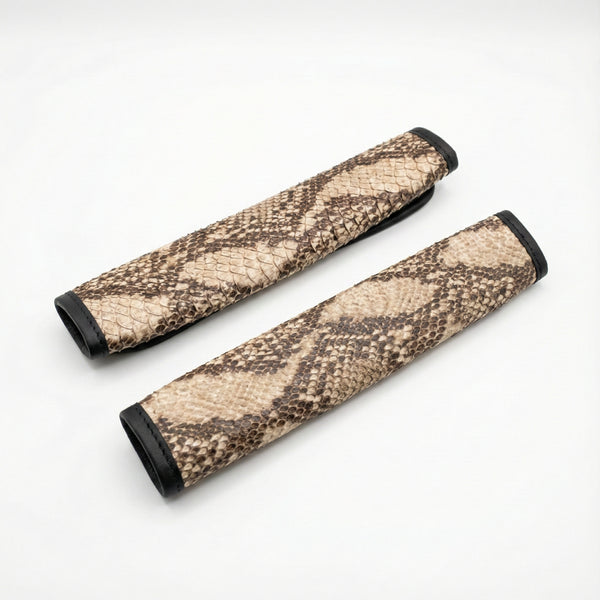 Valente Lusso Pitone Sabbia Bej ve Kahve Tonlu Yılan Desenli Kemer Pedi - Limited Edition